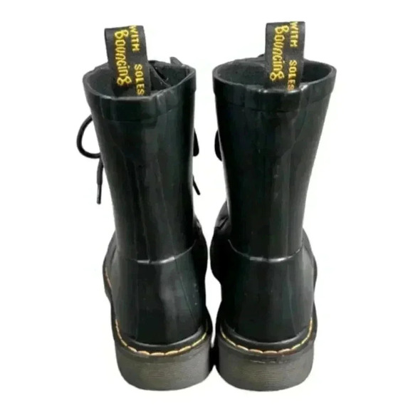 Doc Martens Drench Rubber Rain Boot Black Women's 5 Mid-Calf Lace Up 8 Eye 36 - Picture 5 of 8